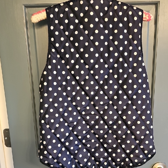 The Limited Navy White Puffer Vest Winter Fall Polka Dots Medium Women - Picture 4 of 5